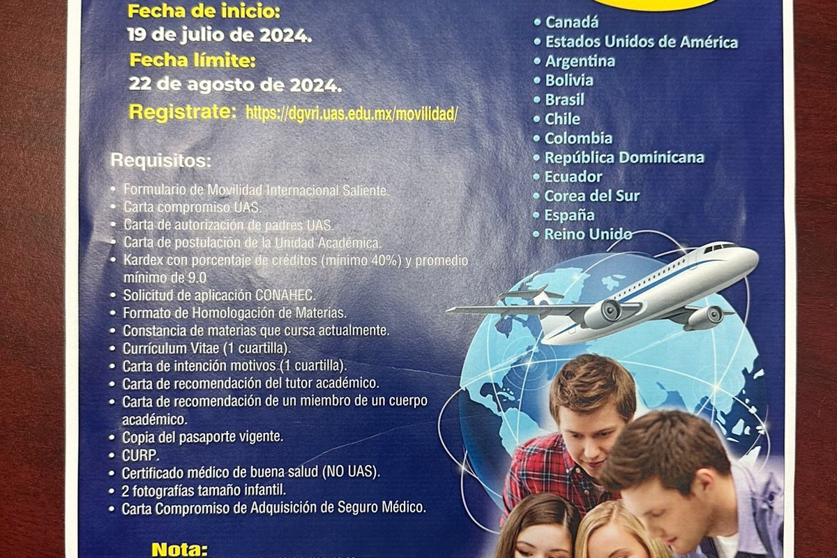 La UAS abre convocatoria de movilidad del CONAHEC, con la posibilidad de una estancia internacional en 12 países y 30 diferentes universidades