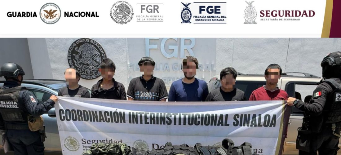 Grupo Interinstitucional detiene a 6 civiles y asegura armamento, equipo táctico y vehículos en Culiacán
