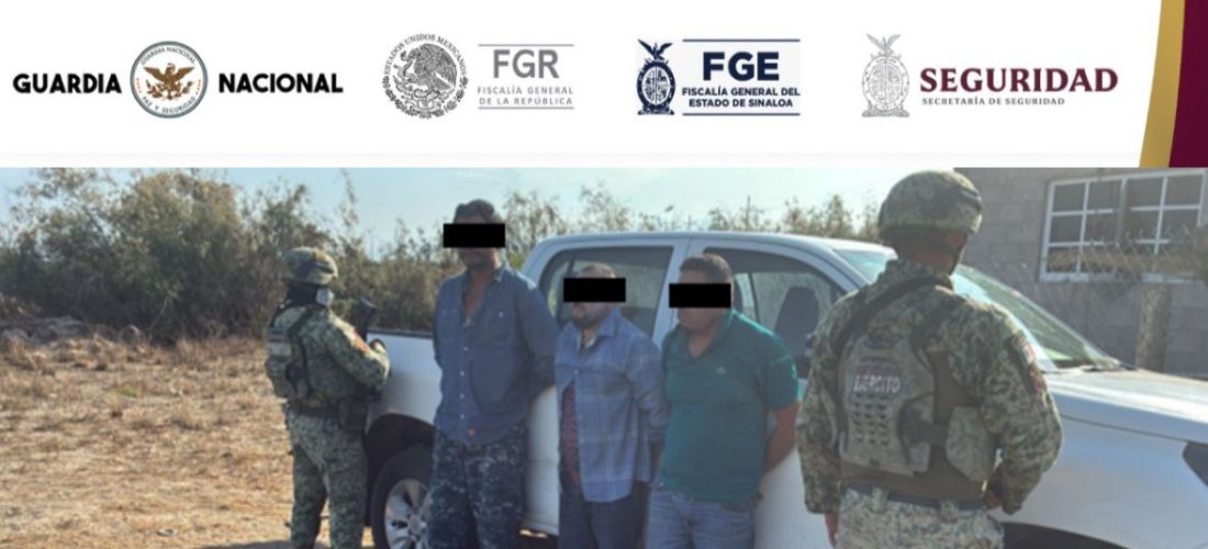 Grupo Interinstitucional detiene a 3 civiles con armas, droga y vehículo robado en Culiacán