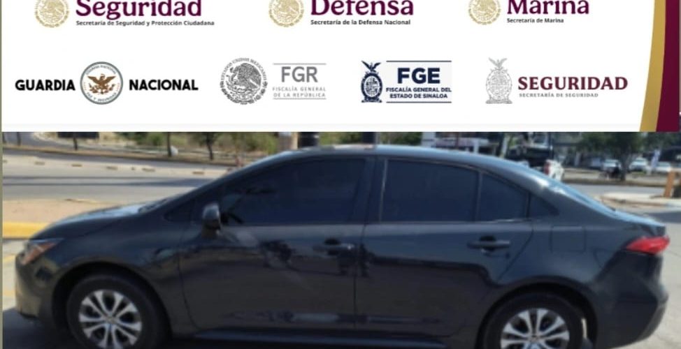 En Culiacán, Grupo Interinstitucional asegura un vehículo con aditamento para arrojar puntas de acero y radios de comunicación