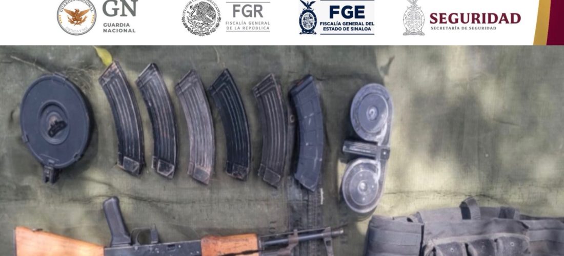 Derivado de reconocimientos terrestres, el Grupo Interinstitucional asegura armas, cargadores y cartuchos en Navolato