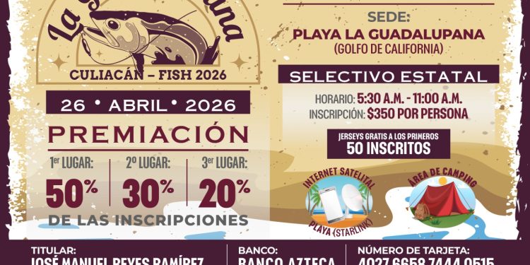 Invitan al Segundo Torneo de Orilla “La Guadalupana Culiacán Fish 2026”