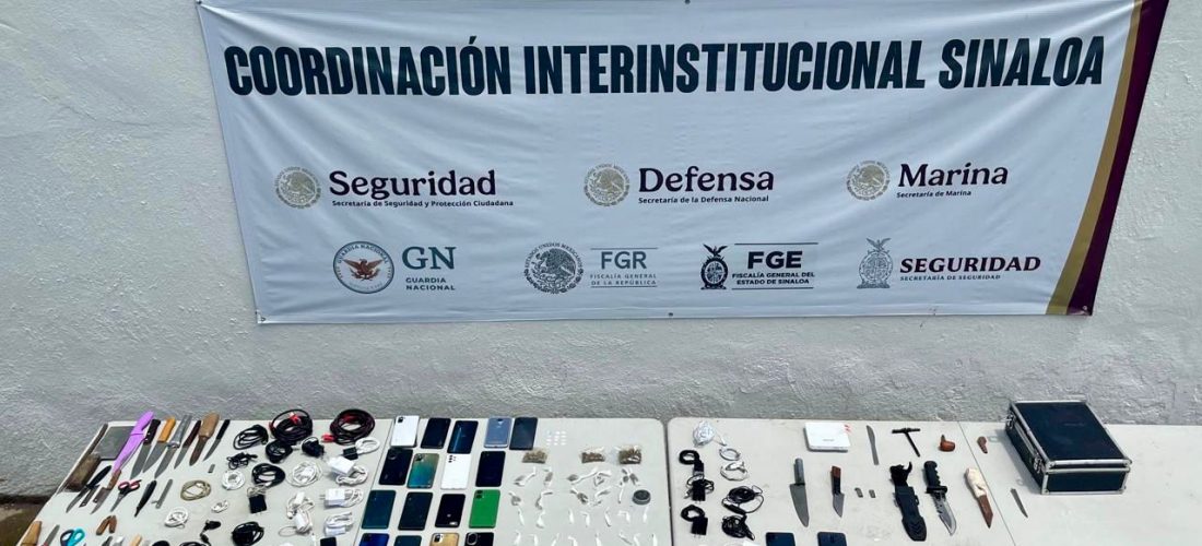 Como resultado de una nueva revisión, el Grupo Interinstitucional asegura equipos de comunicación, dosis de presunta droga, cartuchos y objetos punzocortantes en el Centro Penitenciario de Aguaruto